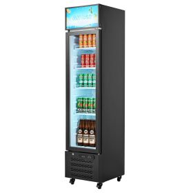 Commercial Merchandiser Refrigerator, 7.5 Cu.Ft / 213 L Glass Door Display Refrigerator, Upright Beverage Cooler with Customizable Lightbox