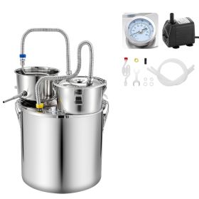 Alcohol Still, 8 GAL/ 30L Alcohol Distiller with Thumper Keg, Dual-scale Thermometer, and Water Pump, Home Brewing Kit for DIY Whiskey Wine Brandy