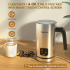 300ml Fully Automatic Milk Heater 300W Multifunction Cold / Hot Latte Milk foam LED Touch Control 360° Rotary Base SUS304 without BPA adjustable tempe
