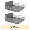 (2 pack)Low Profile Metal Stacking Dish Drying Rack, Charcoal Gray