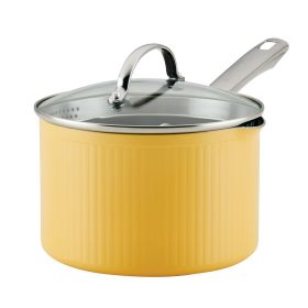 Style 3 Quart Nonstick Straining Saucepan with Tempered Glass Lid, Dishwasher Safe and Oven Safe to 500°F, Yellow