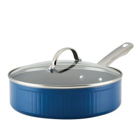 Style 3 Quart Nonstick Saute Pan with Tempered Glass Lid, Dishwasher Safe and Oven Safe to 500°F, Blue