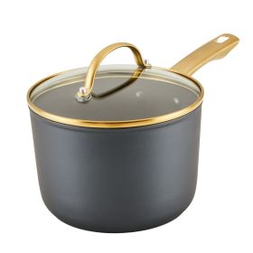 Forged Induction 3 Quart Ceramic Nonstick Saucepan with Lid, Dishwasher Safe and Oven Safe to 500°F, Black
