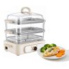 Electric Food Steamer 10.6 QT Glass with 3-Tier Stainless Steel Trays, 1200W Vegetable Steamer for Cooking, 2-4 Servings, Pre-Programmed Settings