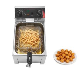 Commercial Electric Deep Fryer, Oil Filtration Upgrade, 9.51 Qt, 1750W Stainless Steel Countertop Fryer with Basket and Lid, Temp Control