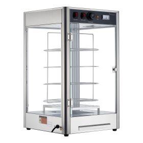 Commercial Food Warmer Display, 4-Tier Pizza Warmer with Rotary Steam Heating for 14 in Pizza, 86-185 Fahrenheit Temp Control and Temp Display