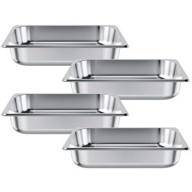 4 Pack Stainless Steam Hotel Pan, 1/2 Size Table Steam Pan, 2.5 Inch Deep Anti Jam Restaurant Supplies Reusable Rustproof Catering Storage for Home