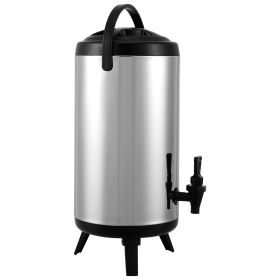 Stainless Steel Insulated Beverage Dispenser, 2.4 Gallon 9.2 Liter, Thermal Hot and Cold Drink Server Dispenser with Spigot Handle