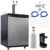 Beer Kegerator, Dual Tap Draft Beer Dispenser, CO2 Cylinder, Drip Tray & Rail, 32 Fahrenheit - 75.2 Fahrenheit Temperature Control, Holds 1/6, 1/4
