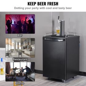 Beer Kegerator, Single Tap Draft Beer Dispenser, CO2 Cylinder, Drip Tray & Rail, 32 Fahrenheit - 50 Fahrenheit Temperature Control, Holds 1/6, 1/4