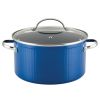 Style 6 Quart Nonstick Stockpot with Tempered Glass Lid, Dishwasher Safe and Oven Safe to 500°F, Blue