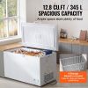 Chest Freezer, 12.8 Cu.ft / 345 L Large Deep Freezer & 4 Removable Baskets, Freestanding Top Open Door Commercial Chest Freezers with Locking Lid