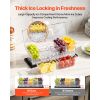 Chilled Condiment Server Caddy, 5 Compartment Ice Cooled Serving Container, Plastic Fruit Garnish Tray Platter with Lid