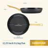 Forged Induction 12.25 Inch Ceramic Nonstick Frying Pan, Dishwasher Safe and Oven Safe to 500°F, Black