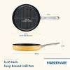 Style 11.25 Inch Nonstick Cookware Deep Round Grill Pan, Dishwasher Safe and Oven Safe to 500°F, Yellow