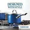 Style 3 Quart Nonstick Straining Saucepan with Tempered Glass Lid, Dishwasher Safe and Oven Safe to 500°F, Blue
