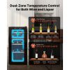 20 Bottle Wine Fridge, Freestanding Wine Cooler Refrigerator, Dual Zone Cooler, 41 F to 65 F Adjustable Temp Mini Cellar, Glass Door