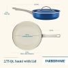 Vibrance 2.75 Quart Ceramic Nonstick Saute Pan with Lid, Dishwasher Safe and Oven Safe to 500°F, Blue