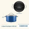 Style 6 Quart Nonstick Stockpot with Tempered Glass Lid, Dishwasher Safe and Oven Safe to 500°F, Blue
