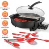 6L Electric Hot Pot with Divider 1100W Dual-Flavor Pot Shabu Shabu Pot Non-Stick with 5-Temp Control for Shabu Shabu Fondue Perfect for Family Gatheri
