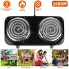 Portable Double Electric Burner, 2000W Even Heating with Independent Thermostat, Compact Hot Plate for College Dorms Small Apartments Campers